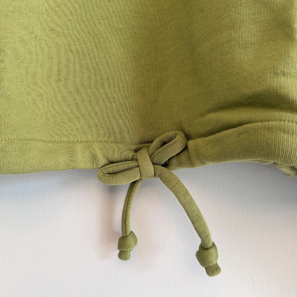 Rebecca Taylor NEW Light Olive Drawstring-Hem Crop Sweatshirt Women MEDIUM $195 - Picture 8 of 13